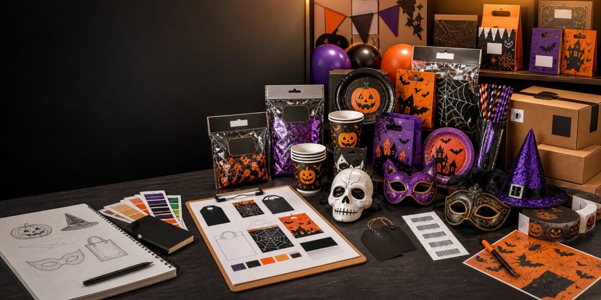 Private label Halloween party supplies with packaging samples and retail-ready product development