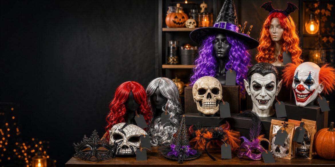 Private label Halloween masks and wigs wholesale collection with retail packaging for party stores and seasonal brands
