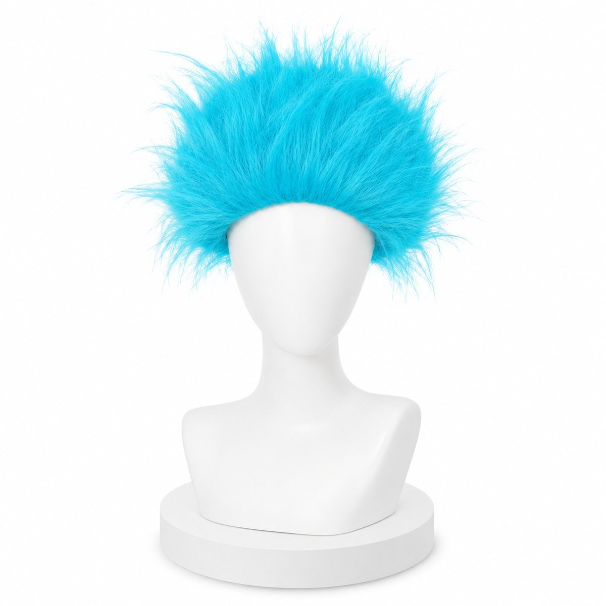 Blue fluffy spiky party wig for fans cosplay festivals and promotional events
